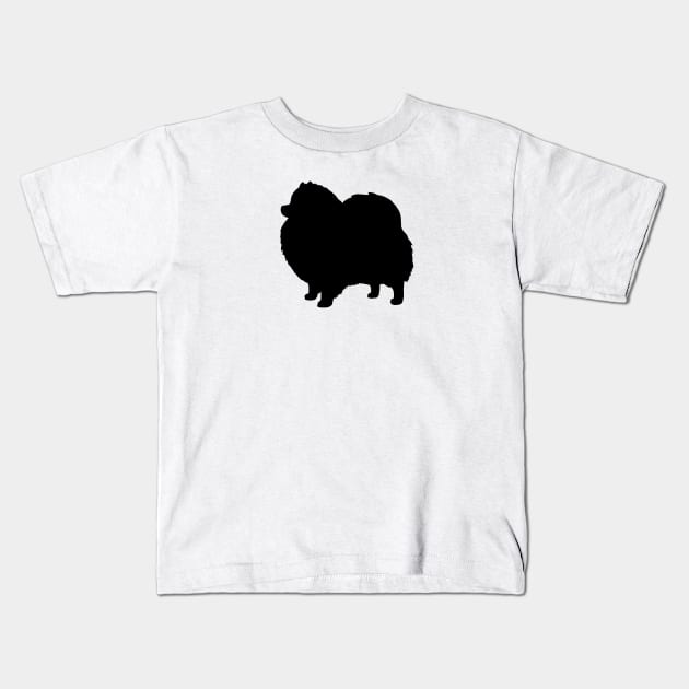 Black Pomeranian Dog Silhouette Kids T-Shirt by Coffee Squirrel